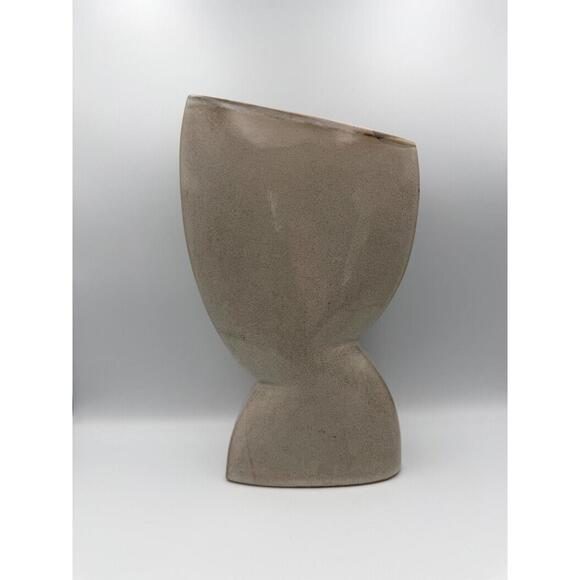 Vintage Sand Colored MCM Style Ceramic Sculpture Pot Vase